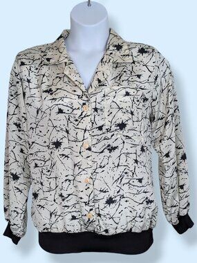 Vintage Black & White Abstract Blouse